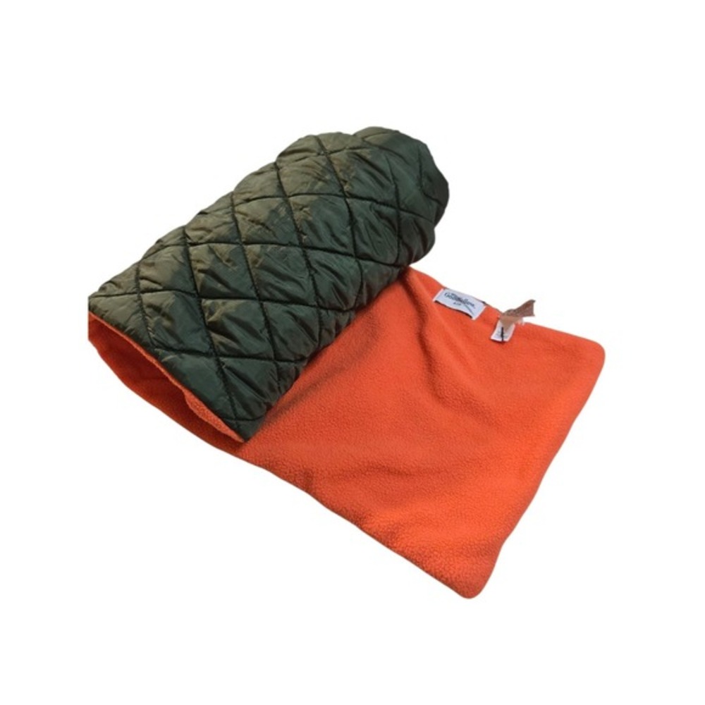 Goodfellow & Co Mens Quilted Reversible Scarf Olive Green Orange Fleece One Size